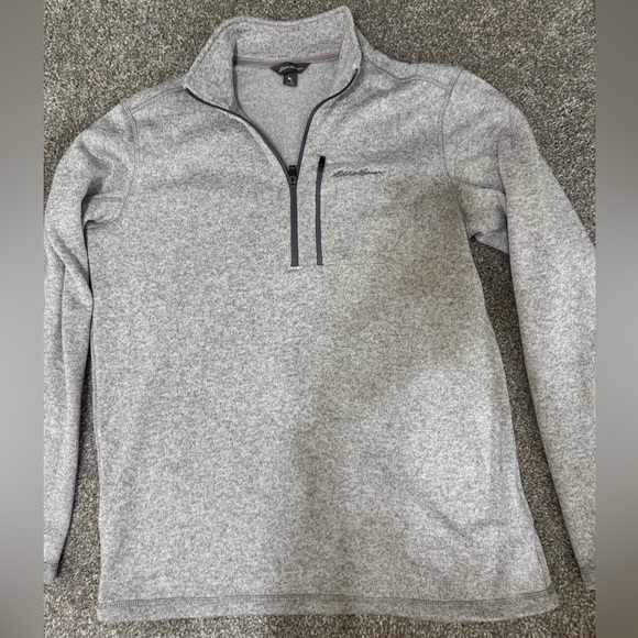 Eddie Bauer Light Gray Zip-Up Men's Sweater - Picture 2 of 4